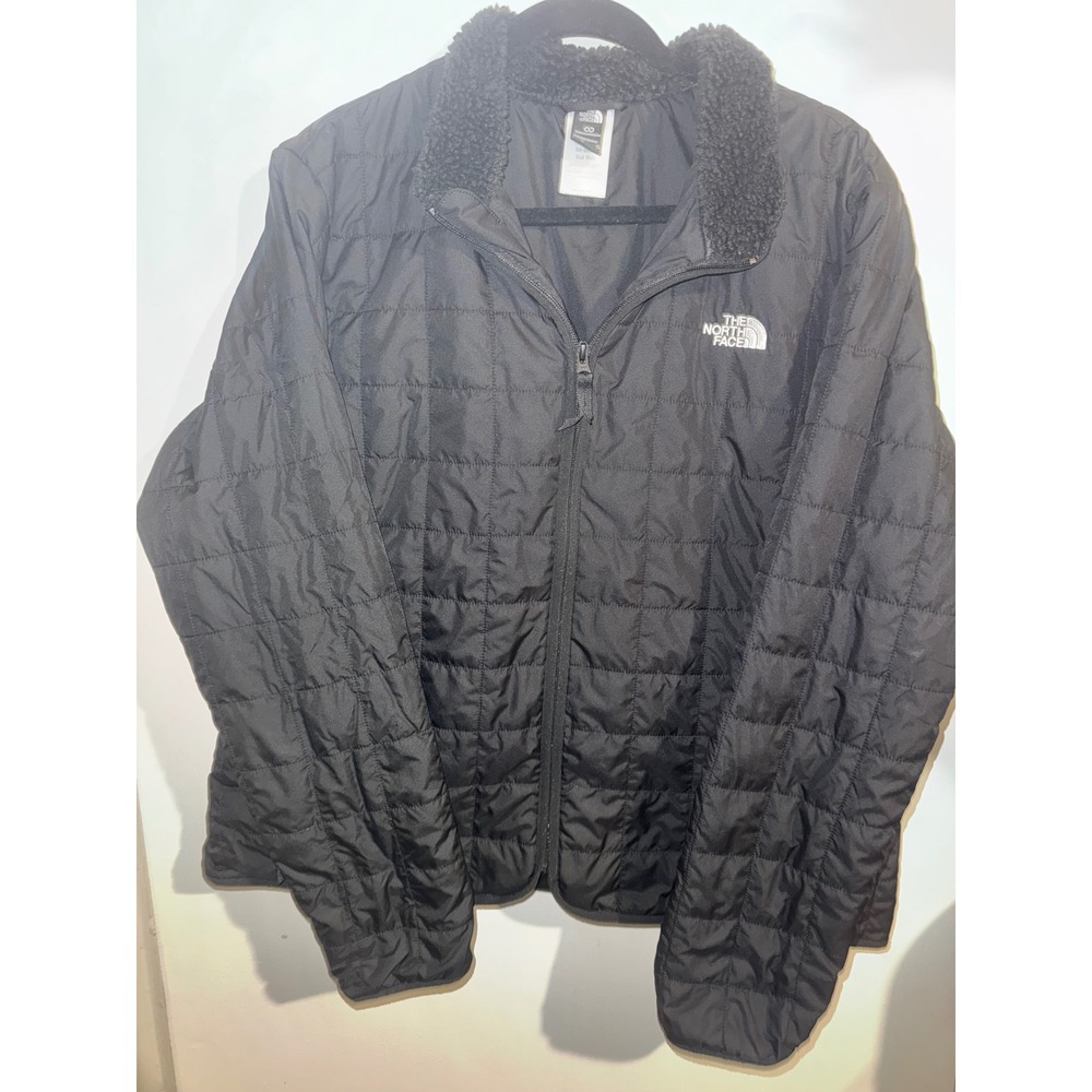 The North Face Womens Black Circular Design Thermoball Fleece Collar Jacket XL